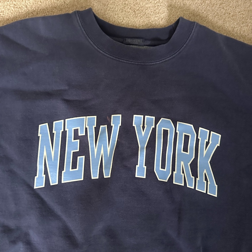 Brandy Melville Blue Crewneck Sweater New York Print - Picture 4 of 4